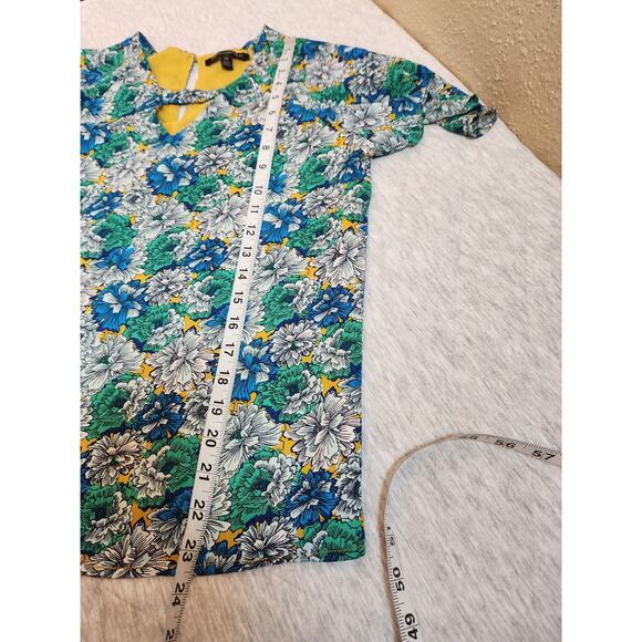 Banana Republic Women's Multicolor Floral Lined Flutter Sleeve Spring Blouse XS - Picture 5 of 5
